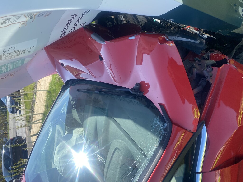 picture showing front of crashed car