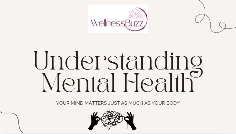 Undersatnding mental health - your mind matters just as much as your body text with two hands holding squiggles